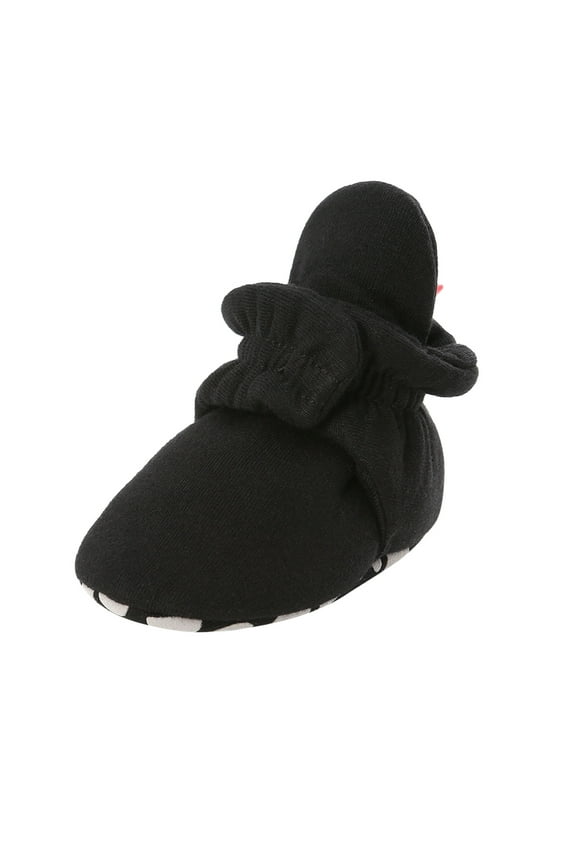 Baby Boys Girls Booties with Grippers Stay on Slippers Socks Toddler Crib Winter Shoes for Boys Girls Black,0-6 Months