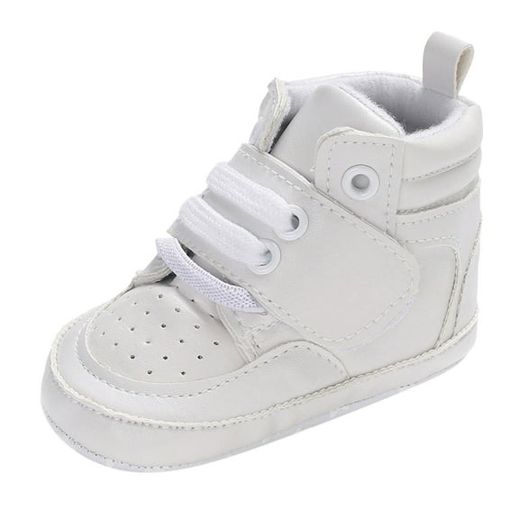 Siilsaa Baby Boys Girls High Top Sneakers, Soft Anti-Slip Sole First Walkers Shoes White,0-6 Months