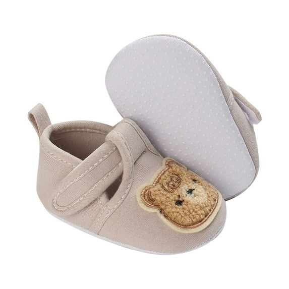 Siilsaa Baby Canvas Shoes, Cartoon Bear Non-slip Walking Shoes Casual Flats for Girls Boys Grey,6-9 Months