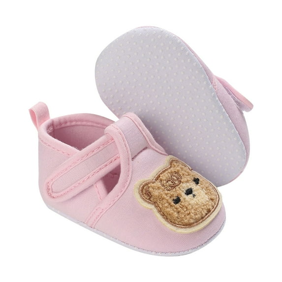 Siilsaa Baby Canvas Shoes, Cartoon Bear Non-slip Walking Shoes Casual Flats for Girls Boys Red,3-6 Months
