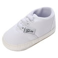 thumbnail image 1 of Siilsaa Baby Canvas Shoes Girls Boys Sneakers Toddler First Walkers Slip On Crib Shoes White,0-6 Months, 1 of 5