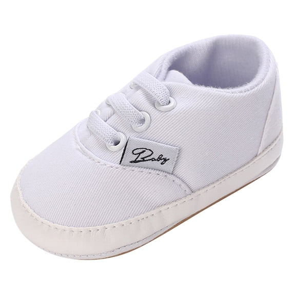 Siilsaa Baby Canvas Shoes Girls Boys Sneakers Toddler First Walkers Slip On Crib Shoes White,0-6 Months