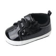 thumbnail image 1 of Siilsaa Baby Girl Crib Shoes, Shiny Metallic High Top Sneakers Black,6-12 Months, 1 of 5