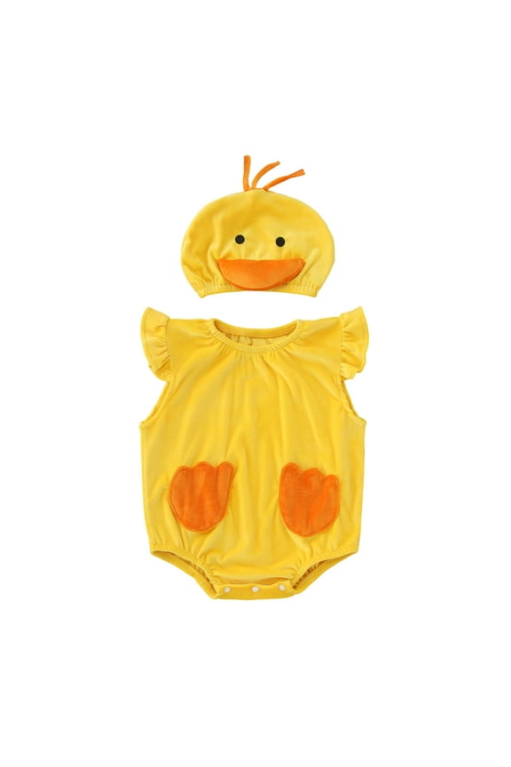 Baby Girl Romper Baby Girls Ruffle Sleeve Bodysuit Solid Color Onesie Romper Yellow,60