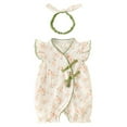 thumbnail image 1 of Siilsaa Baby Girl Rompers Baby Girls Ruffle Romper Bodysuit Outfits Clothes Shirt Beige,0-3 Months, 1 of 9