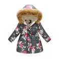 thumbnail image 1 of Siilsaa Baby Girls Jacket Hooded Kids Warm Windproof Toddler Coat Thick Winter Coat Outwear Clothes Grey,4-5 Years, 1 of 2