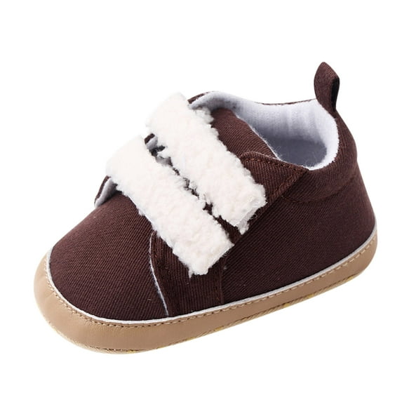 Siilsaa Baby Shoes Canvas First Walkers Shoes, Non Slip Soft Sole Crib Casual Sneaker Brown,5