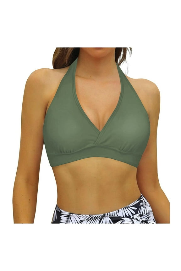 Bathing Suit Tops for Women Large Bust Push Up Bikini Top for Women Large Bust Bathing Suit Tops Sports Bra Full Coverage Swim Top No Bottom AG,M