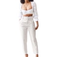 thumbnail image 1 of Siilsaa Big Leg Pants for Women Women Pants High Waisted Cargo Pants Combat Military Trousers Wide Leg Casual Pants White,S, 1 of 8