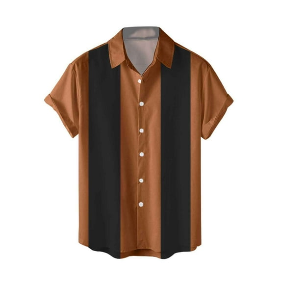 Siilsaa Big and Tall T Shirts for Men Mens Short Sleeve Button Down Shirt Two Pockets Soft Vintage Regular Fit Mens Casual Shirts(Brown,M)