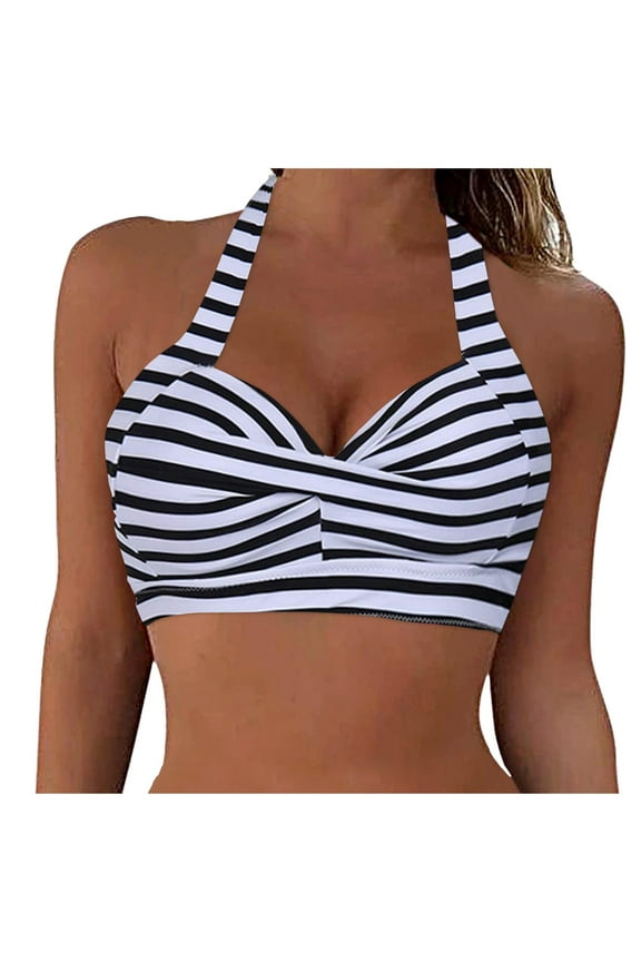 Bikini Top Women Halter Bikini Top Push Up Swimsuit Top Only Grey,L