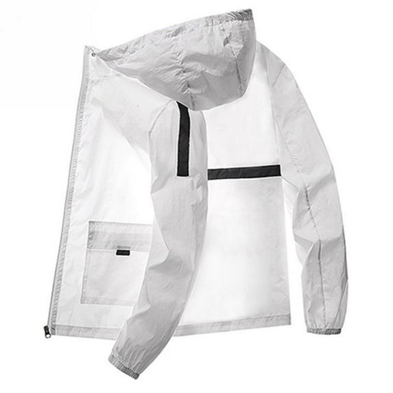 Siilsaa Black Jacket Lightweight Bomber Jacket Zip Up Causal Fashion Flight Windbreaker Light Jacket with Hoodie White,4XL