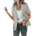 thumbnail image 1 of Siilsaa Blazer Jackets for Women Open Front Short Sleeve Casual Work Office Blazers Grey,3XL, 1 of 5