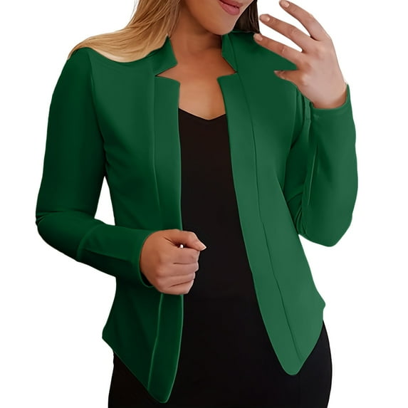 Siilsaa Blazers for Women Business Casual Casual Blazer Fall Fashion Long Sleeve Open Front Work Office Suit Green,2XL