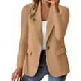 thumbnail image 1 of Siilsaa Blazers for Women Business Casual Women's Long Sleeve Formal Notch Lapel Button Down Blazer Pockets Jacket Khaki,XL, 1 of 5