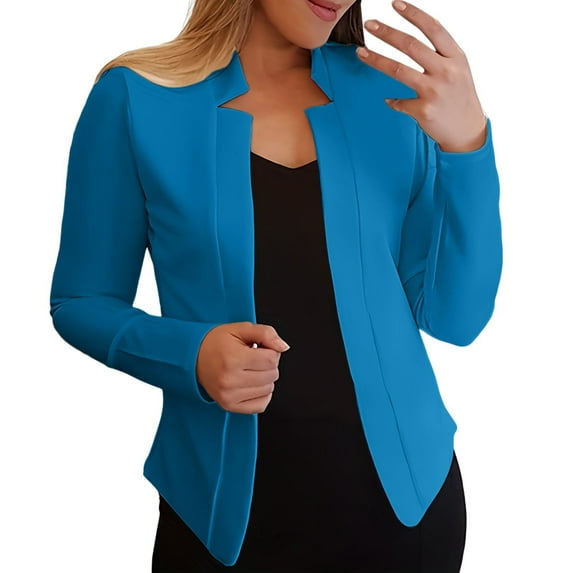 Siilsaa Blazers for Women Long Sleeve Lapel Pockets Loose Fit Work Casual Blazer Sky Blue,XL