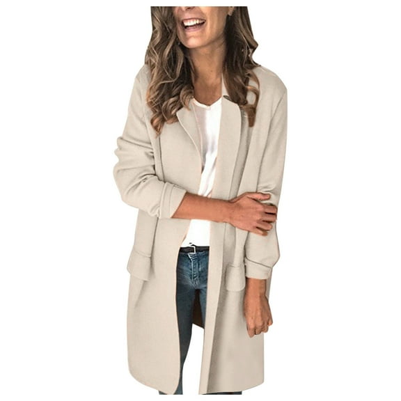 Siilsaa Blazers for Women Plus Size Suit Jackets Dressy Blazer Business Casual Outfits for Work Beige,S