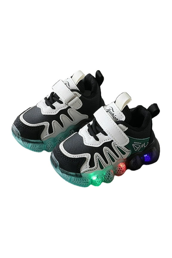 Boys Girls Sneakers Kids Toddler Sneakers Light Up Flashing Shoes Girls Boys Walking Canvas Sneaker Black,J