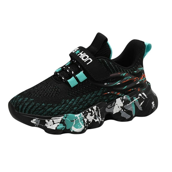 Siilsaa Boys' Walking Shoes Girls Sneaker Comfort Leather Casual School Shoes Athletic Kids Running Shoes Girls Black (Little kid/Big kid) Blue,6-7 Years