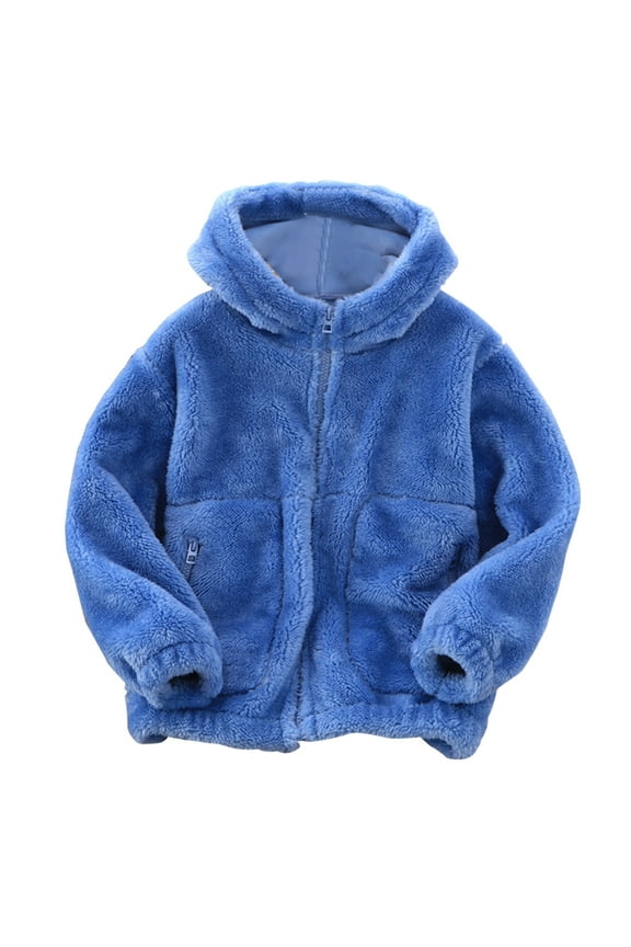 Boys Windbreaker Jacket Hooded Lightweight Reversible Full Zip Shell Jacket Long Sleeve Cotton Pullover Jackets for Boys(Blue,3-4 Years)