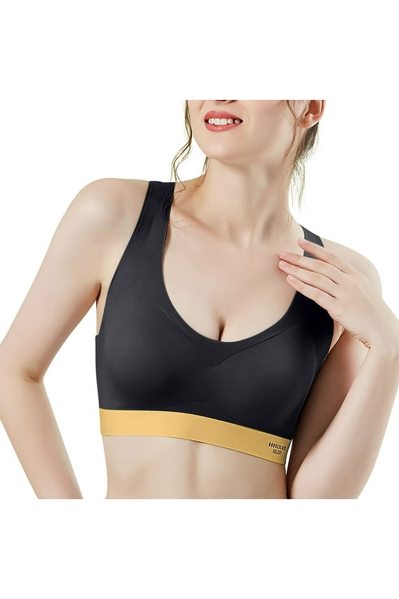 Bralettes for Women With Support Plus Size Cotton Unlined Underwire Bra-Pinch-Free Straps - Side and Back Smoothing Black,XL