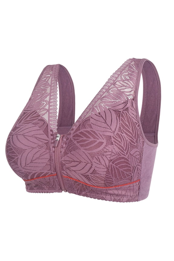 Bras for Women Women's Front Closure Bra Underwire Unpadded Plus Size Full Coverage Purple,50