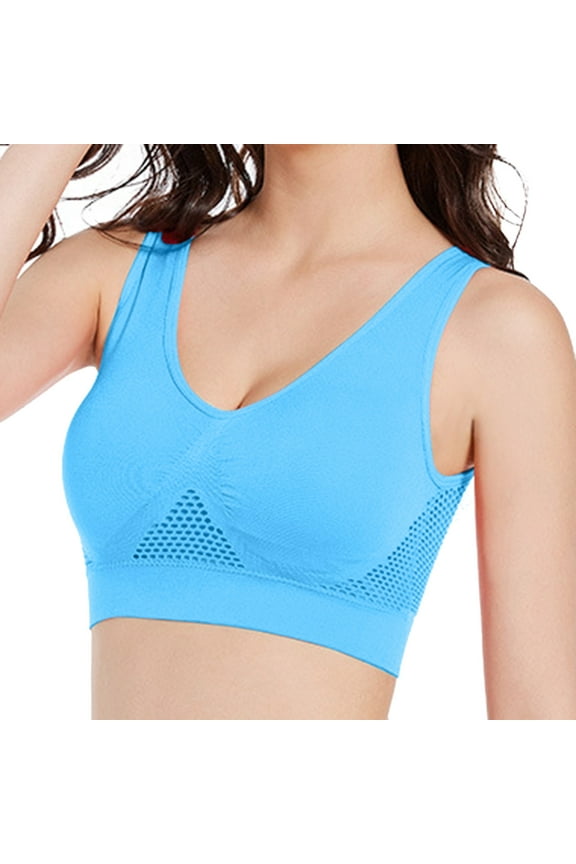 Breathable Cool Liftup Air Bra, 2024 New Large Size Air Bra Breathable and Comfortable Mesh Sports Bra for Womens Sky Blue,6XL