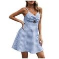 thumbnail image 1 of Siilsaa Casual Dress Women Summer Floral Casual Wrap Ruffle Sleeveless Midi Sun Dress Blue,XL, 1 of 5
