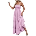 thumbnail image 1 of Siilsaa Casual Dresses for Women Women's Long Sleeve Floral Print Retro Tassel Midi Dresses Pink,S, 1 of 5