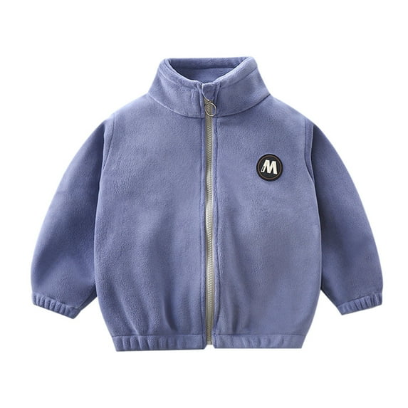 Siilsaa Children Jacket Fall Children'S Boy'S And Girl'S Large Children'S Spring And Autumn Long Sleeve Thick Warm Collar Outside Wear Fuzzy Kids Top Coat & Outerwear Blue,12-13 Years