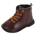 thumbnail image 1 of Siilsaa Children Shoes Thick Soles Comfortable And Warm Short Boots Fashionable Outdoor Princess Leather Boots Brown,3-3.5 Years, 1 of 5
