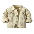 thumbnail image 1 of Siilsaa Classic Denim Jacket for Boys Girls Beige,4-5 Years, 1 of 3