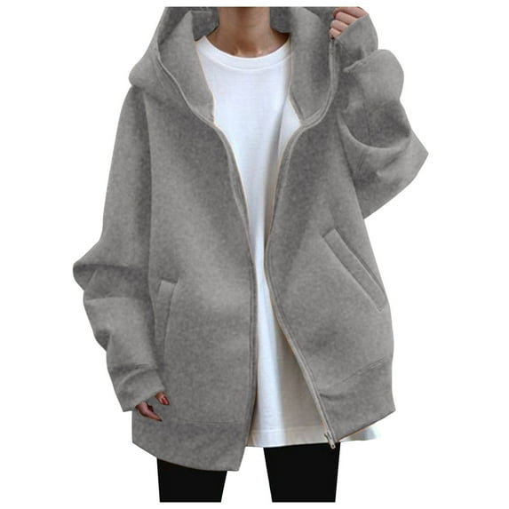 Siilsaa Crew Neck Sweatshirts Women Women's Oversized Sweatshirt Crew Neck Long Sleeve Casual Slit Pullover Top Fall 2024 Teen Girl Preppy Clothes Grey,L