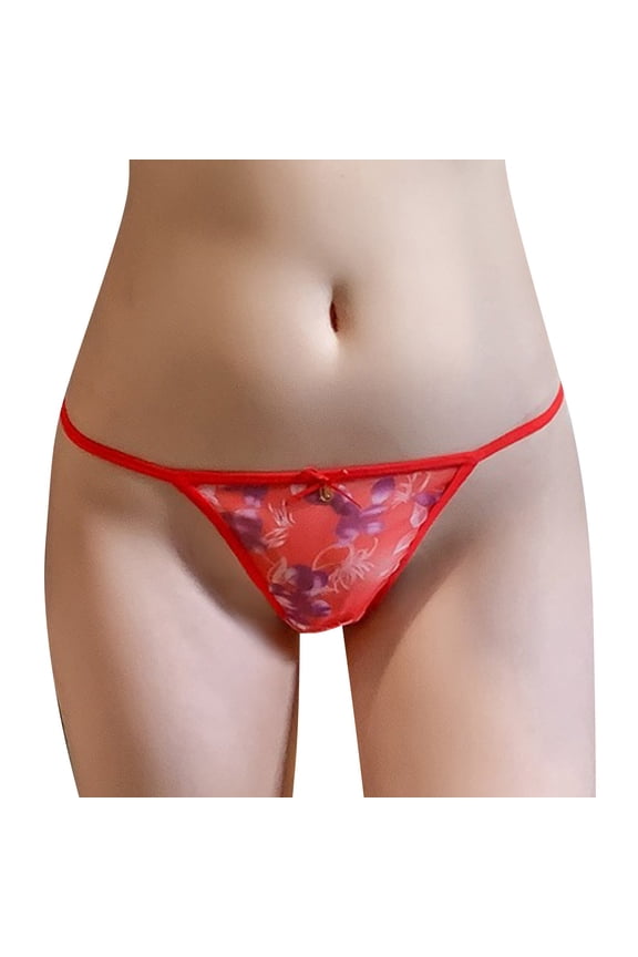 Custom Vendor Lingerie Sexy Hot Transparent Women Red Two Piece Lace Lingerie Support Underwear for Women Mid Waist Red,L