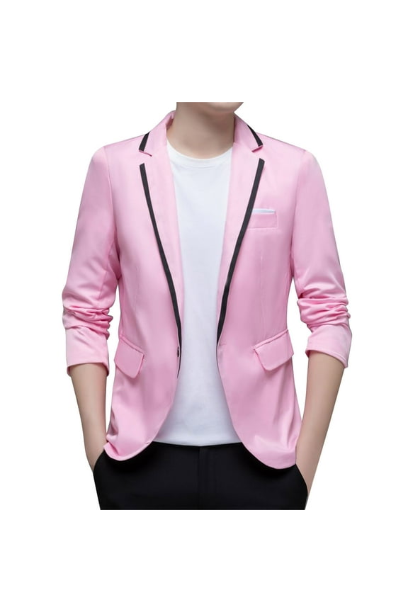 Dinner Jackets for Men Linen-Blend Suit Jacket, Breathable Single Blazer, Regular Fit, with Chest Pocket Pink,4XL