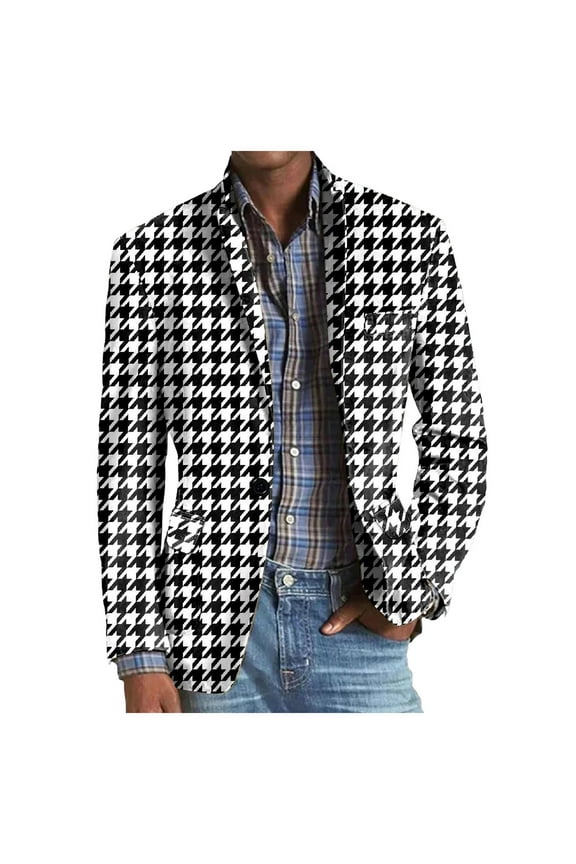 Dinner Jackets for Men Suit Blazer Jacket Two Button Stretch Sports Coats Black,S