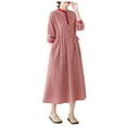 thumbnail image 1 of Siilsaa Dresses for Women 2024 Casual Spring Women Summer Floral Casual Wrap Ruffle Sleeveless Midi Sun Dress Red,L, 1 of 5