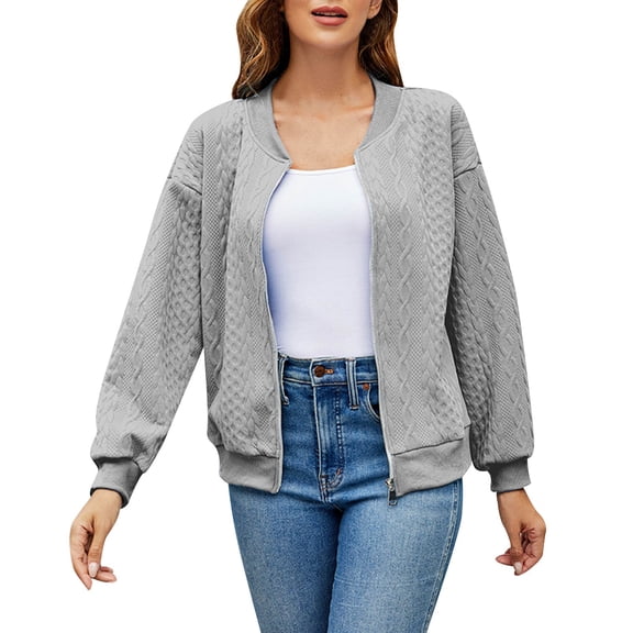 Siilsaa Fall Womens Clothes Women Long Sleeve Light Jackets Ladys Flannel Shirts 2024 Fall Fashion Trendy Grey,M