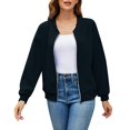 thumbnail image 1 of Siilsaa Fall Womens Outfits 2024 Fall Clothes Long Sleeve Open Front Cropped Jacket Black,L, 1 of 5