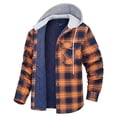 thumbnail image 1 of Siilsaa Flannel Shirt Jacket for Men Big and Tall Quilted Lined Hooded Jackets Zip Up Hoodies Long Sleeve Cotton Warm Coat with Pocket Winter Thick Thermal Outerwear with Removable Hood Orange,3XL, 1 of 3