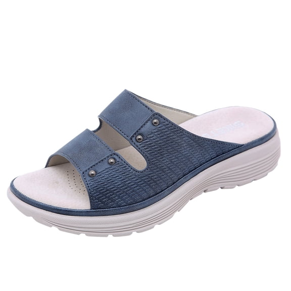 Siilsaa Flat Sandals for Women Sandals Arch Support Summer Beach Sandals Comfort Walking Shoes Sandals for Wome Blue,8