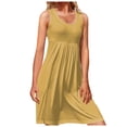 thumbnail image 1 of Siilsaa Flowy Dress Womens Summer Ruffle Sleeve Dress 2024 Fashion Casual Fit Flowy Beach Vacation Sundress Yellow,L, 1 of 5