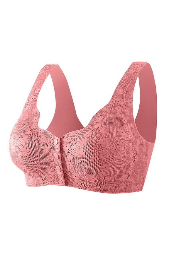 Front Closure Bras Women's Front Sports Bra Wireless Post-Surgery Bra Active Yoga Sports Bras Watermelon Red,L