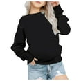 thumbnail image 1 of Siilsaa Girls Casual Long Sleeve Sweatshirt Crew Neck Cute Pullover Relaxed Fit Tops Z07-Black,7-8 Years, 1 of 5