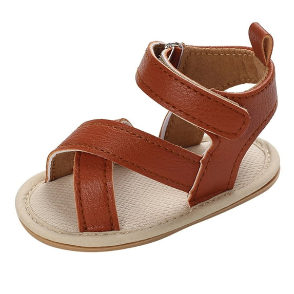 Siilsaa Girls Dress Sandals Girls Sandals Cute Open Toe Breathable Summer Shoes with Rubber Sole Brown,5