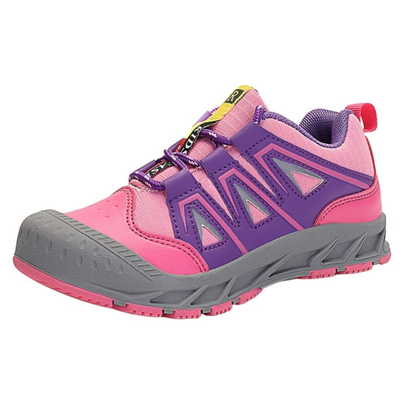 Siilsaa Girls Hiking Shoes Little Kids Boy's Girl's Toddlers Stylish Sneakers Slip-On Lightweight Kids Sneakers Casual Skin-Friendly Walking Running Shoes Pink,9.5-10 Years