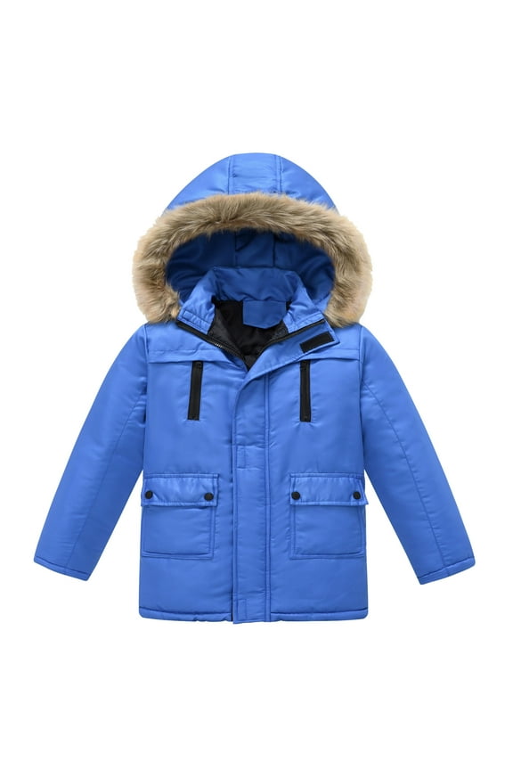 Girls' Lightweight Waterproof Waterproof Zip Up Jacket Puffer Coat with Hood Blue,7-8 Years