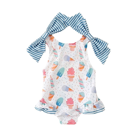 Siilsaa Girls One Piece Swimsuits Toddler Bathing Suit Little Kids Cute Swimwear Quick Dry Girls' One-Piece Swimwear Blue,0-6Months