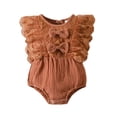 thumbnail image 1 of Siilsaa Girls Romper Baby Toddler Girls Ruffled Bodysuit Soft One-Piece Romper Brown,60, 1 of 6