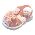 thumbnail image 1 of Siilsaa Girls' Sandals Soft Open Toe Princess Flat Shoes Summer Sandals Toddler/Little Kid Pink,5.5, 1 of 6